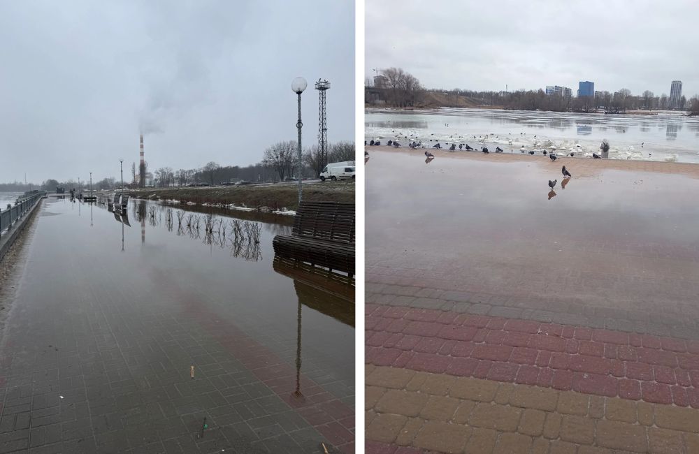 Подтопления на набережной в Бресте. 